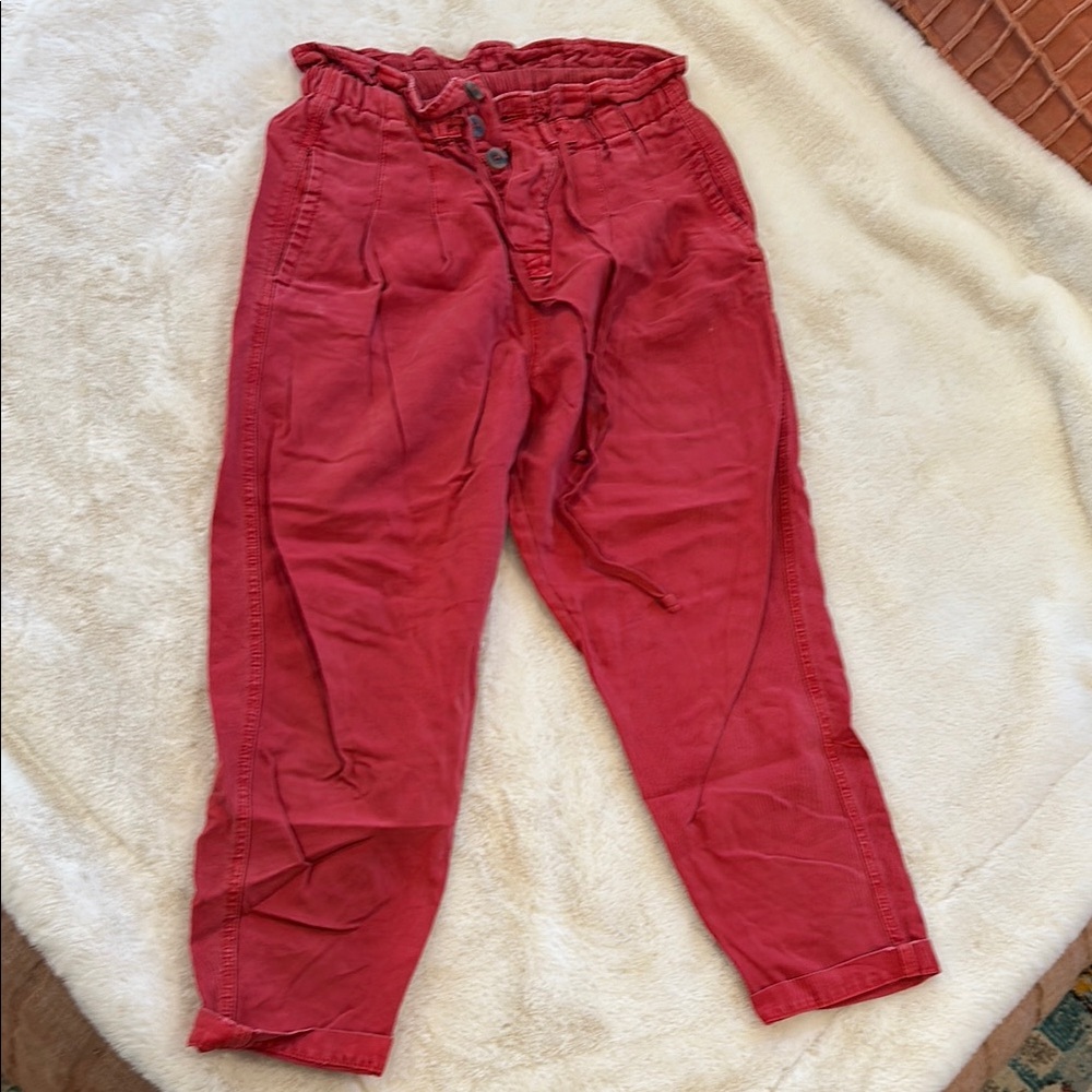 Free People S Red Paperbag Waist Pants